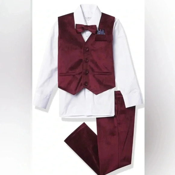 Isaac Mizrahi Other - NWT Issac Mizrahi 4PC Red Velvet Vest, Dress Pants, Dress Shirt and Bow tie 2